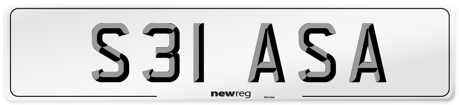 S31 ASA Number Plate from New Reg